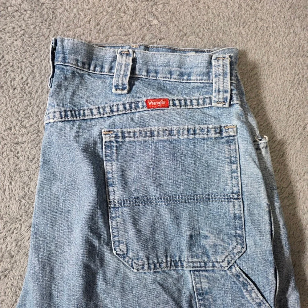 Wrangler Mens 38 Carpenter Shorts Light Blue Denim Relaxed Fit 64WC4AI